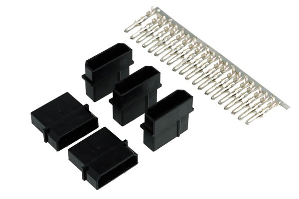 Phobya PSU Power Connector 4Pin Molex Buchse inkl. 4 Pins - 5 Stück Black
