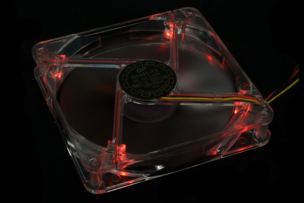 Yate Loon D14SL-12+4LED transparent mit roten LEDs & Stecker (1000rpm) ( 140x140x25mm )